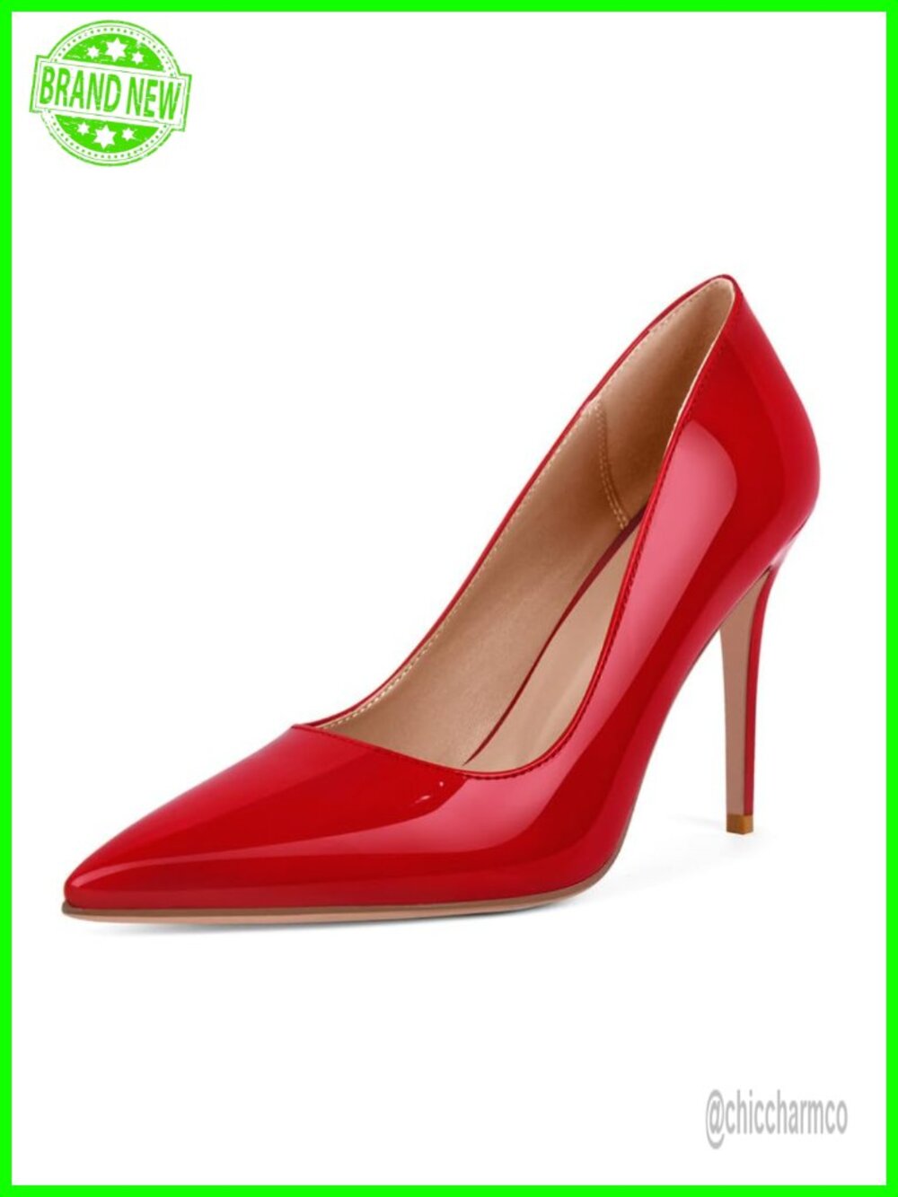 Stiletto High Heels Pumps - 4IN Pointed Toe Patent Finish Dress Shoes